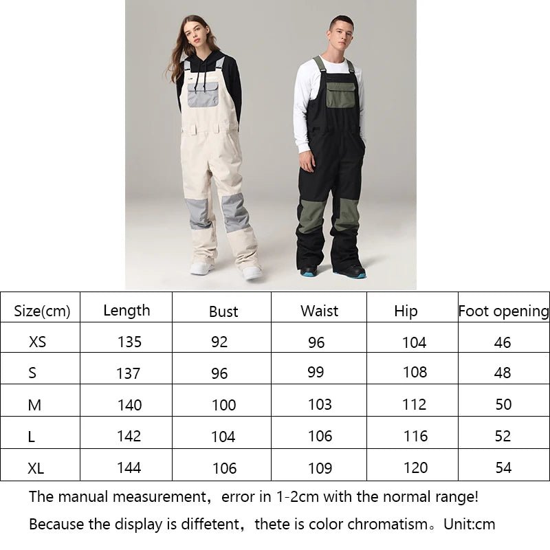 2023 New One Piece ski Pants Women Men Snowboard Suit Jumpsuit Windproof Waterproof Warm Overalls Snow Trousers Winter Ski Suit - Street Rider Apparel