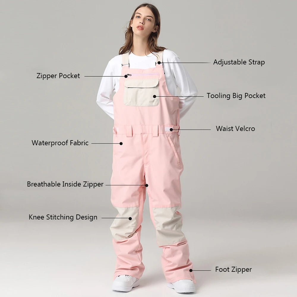 2023 New One Piece ski Pants Women Men Snowboard Suit Jumpsuit Windproof Waterproof Warm Overalls Snow Trousers Winter Ski Suit - Street Rider Apparel