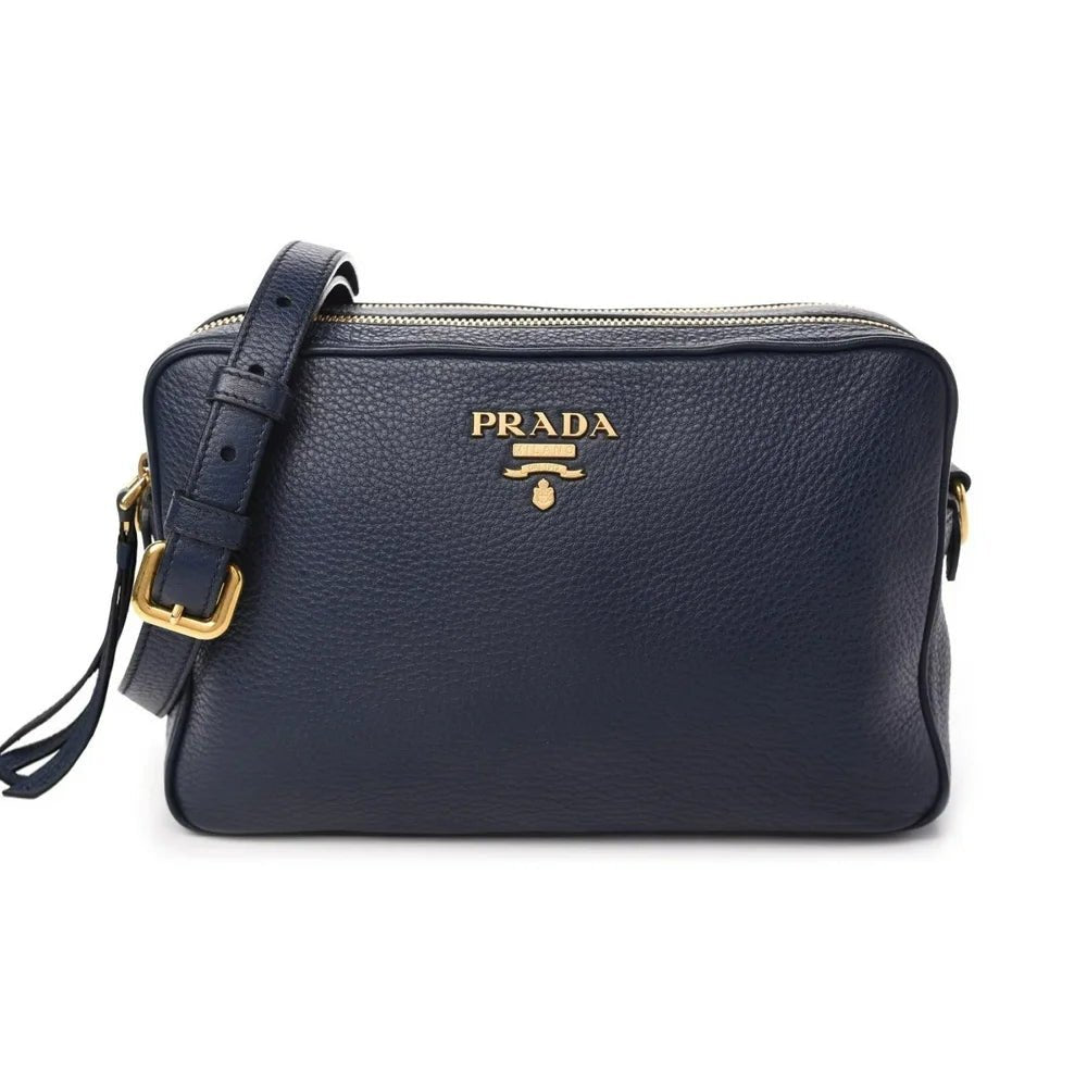 Baltico Blue Vitello Phenix Leather Double Zip Crossbody Bag 1BH079 - Street Rider Apparel