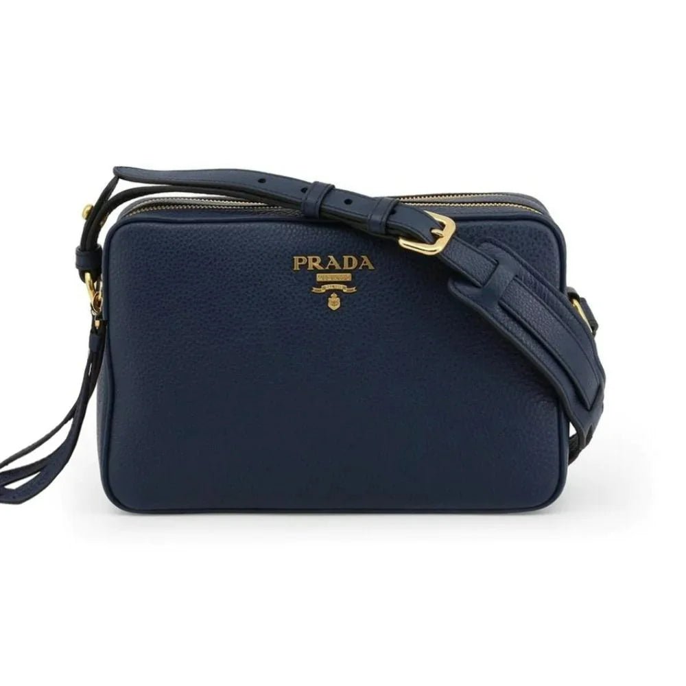 Baltico Blue Vitello Phenix Leather Double Zip Crossbody Bag 1BH079 - Street Rider Apparel