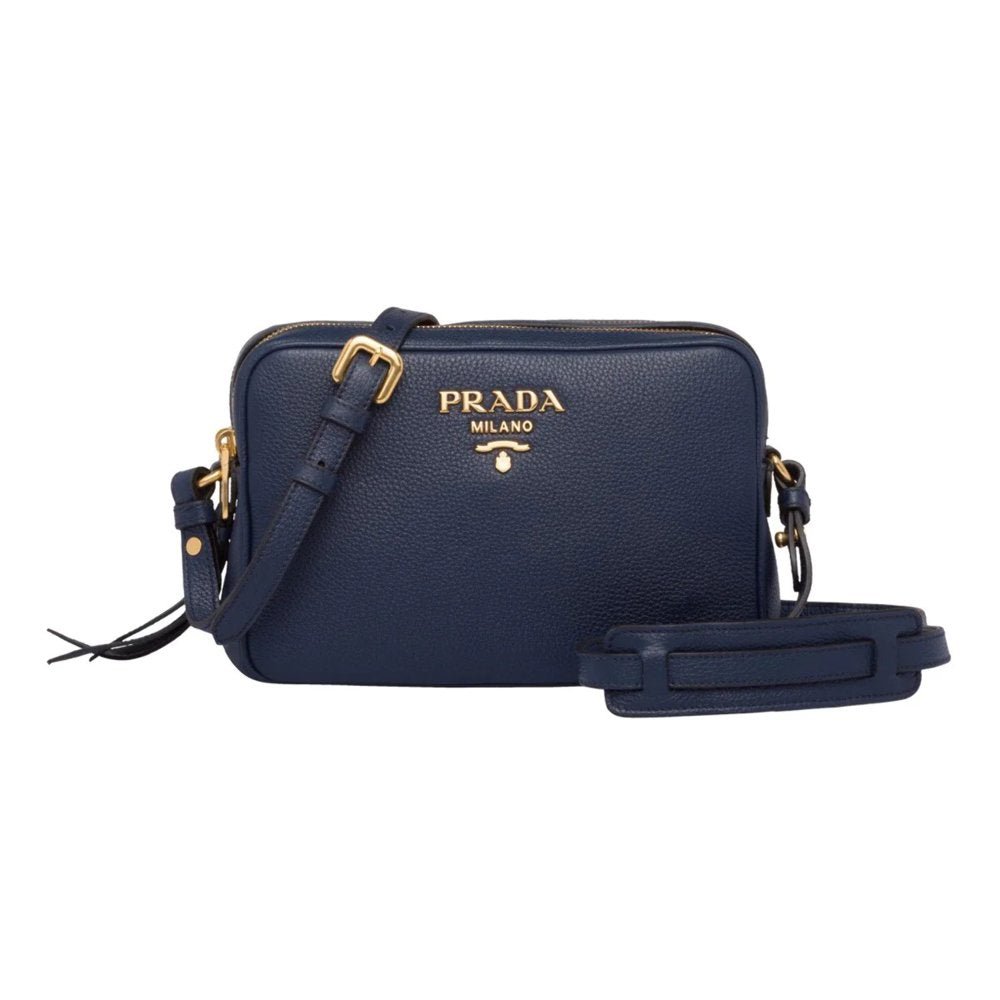 Baltico Blue Vitello Phenix Leather Double Zip Crossbody Bag 1BH079 - Street Rider Apparel