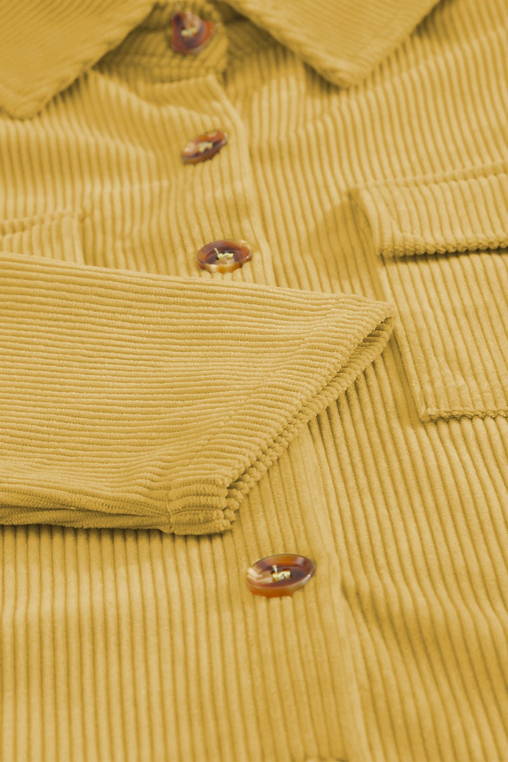 Beige Button Up Patch Pocket Corduroy Shacket - Street Rider Apparel