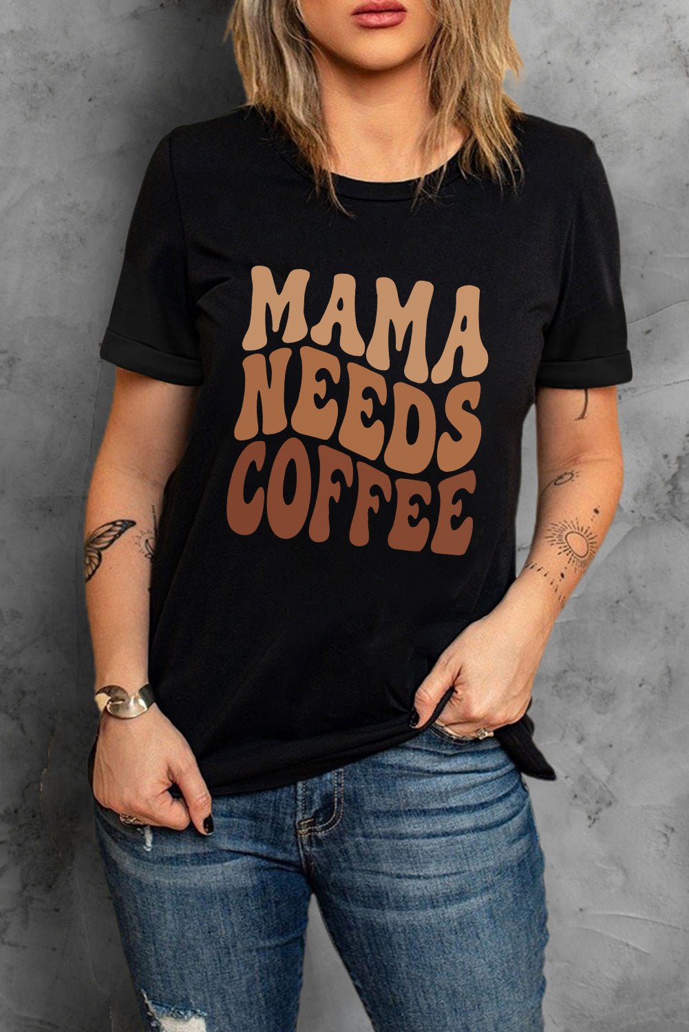 Black MAMA NEEDS COFFEE Graphic T Shirt - Street Rider Apparel