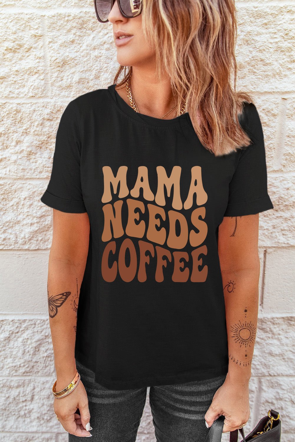 Black MAMA NEEDS COFFEE Graphic T Shirt - Street Rider Apparel