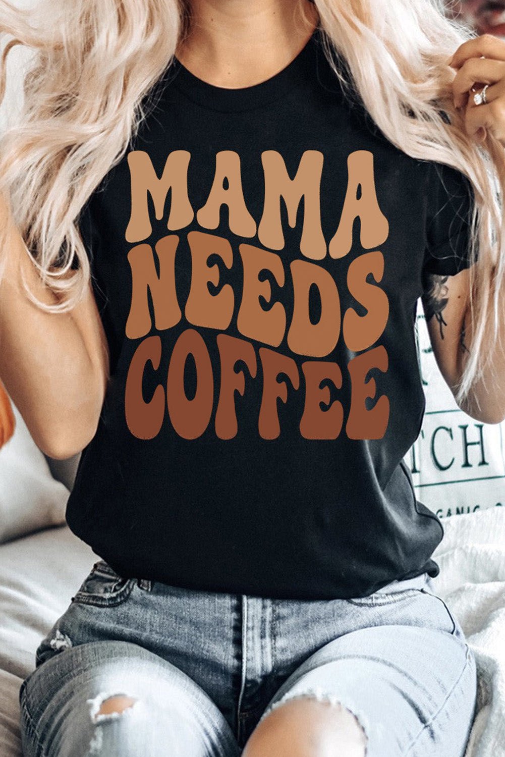 Black MAMA NEEDS COFFEE Graphic T Shirt - Street Rider Apparel