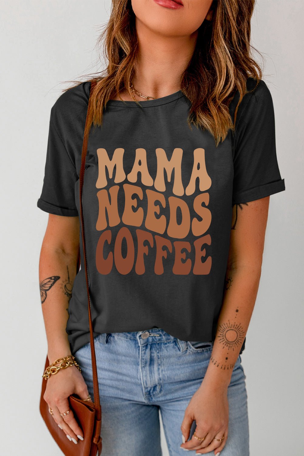 Black MAMA NEEDS COFFEE Graphic T Shirt - Street Rider Apparel