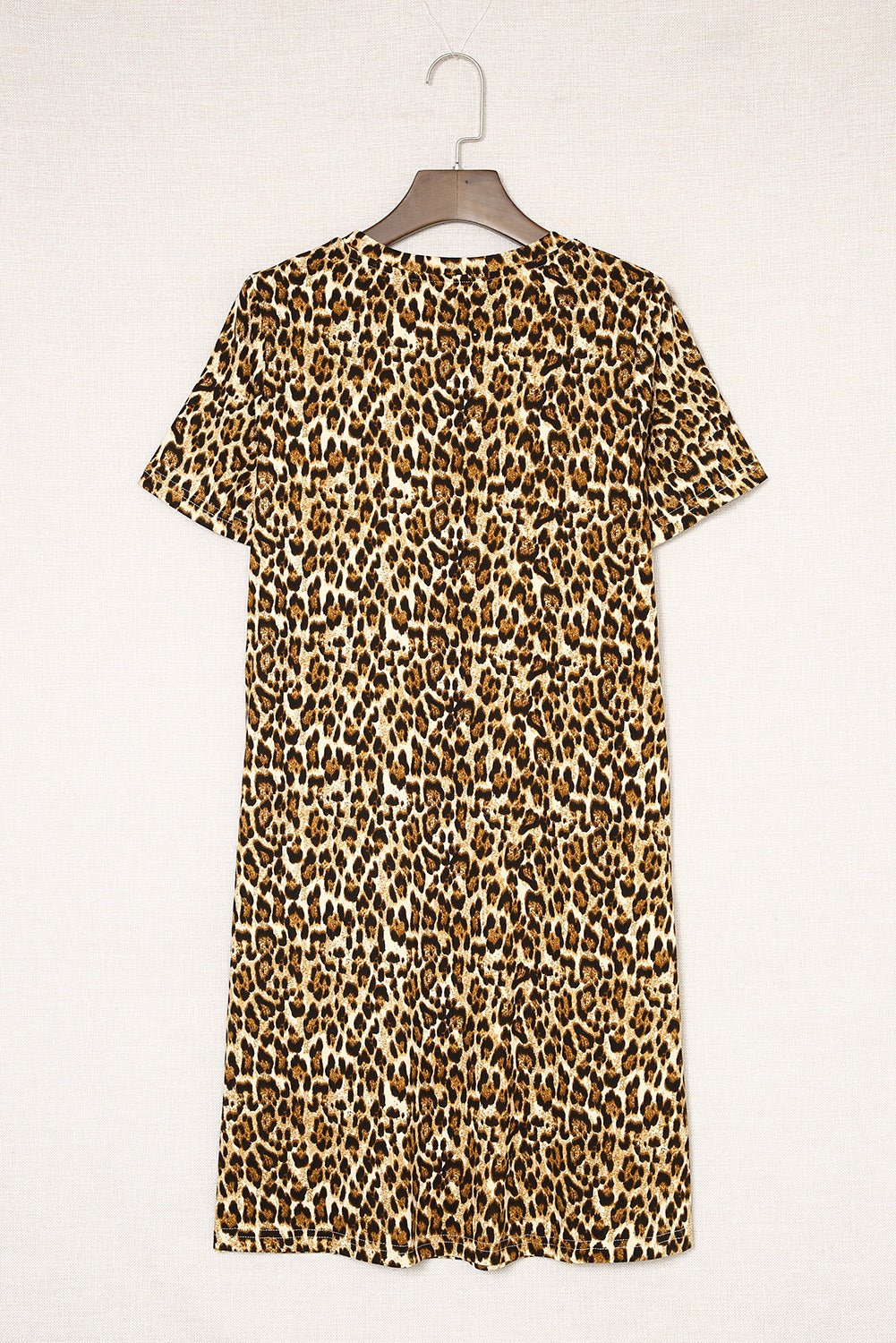 Casual Short Sleeve A-Line Crewneck Leopard Print Dress - Street Rider Apparel