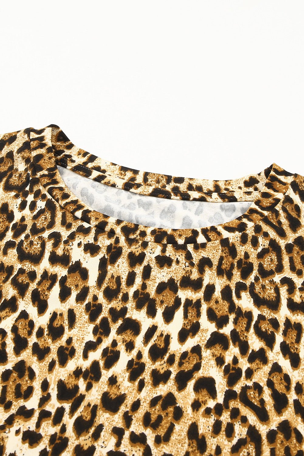 Casual Short Sleeve A-Line Crewneck Leopard Print Dress - Street Rider Apparel