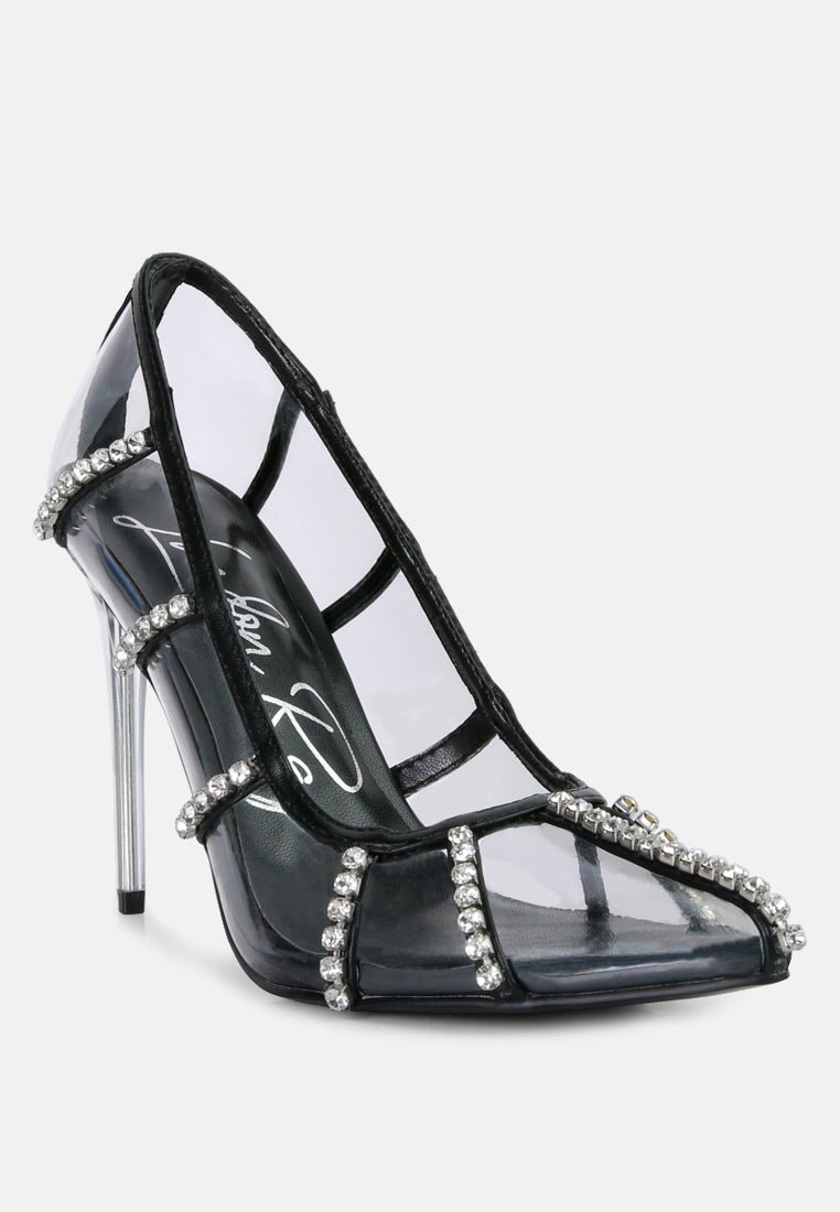 diamante clear stiletto heel pumps - Street Rider Apparel