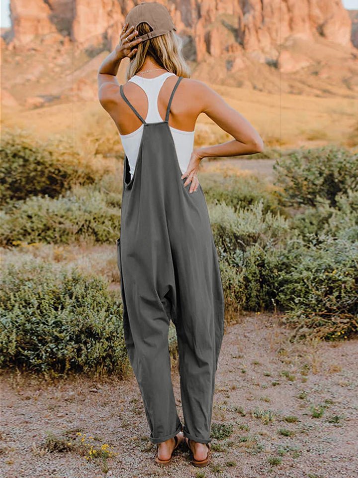 Double Take Full Size Sleeveless V-Neck Pocketed Jumpsuit - Street Rider Apparel