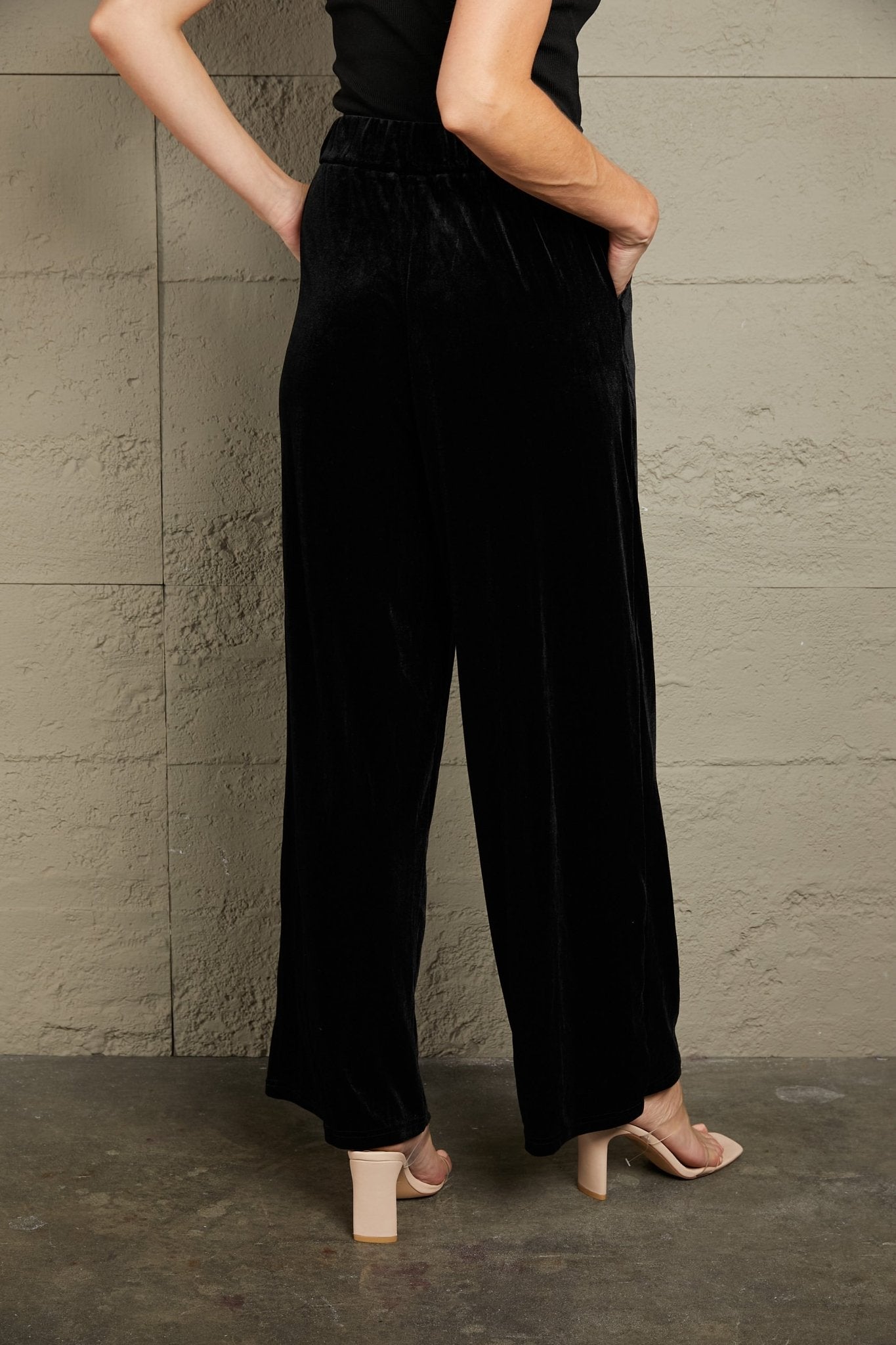 Double Take Loose Fit High Waist Long Pants with Pockets - Street Rider Apparel