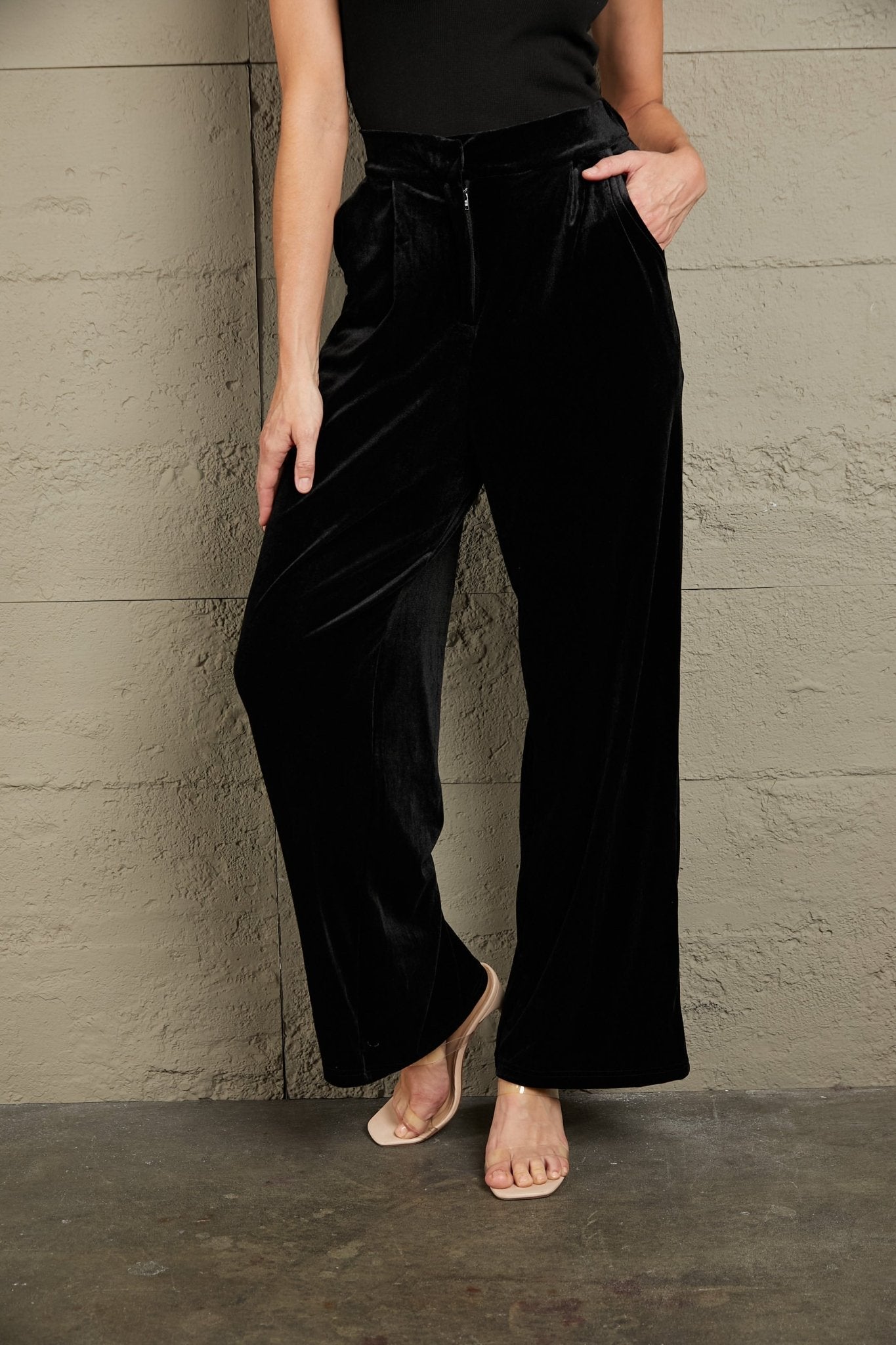 Double Take Loose Fit High Waist Long Pants with Pockets - Street Rider Apparel