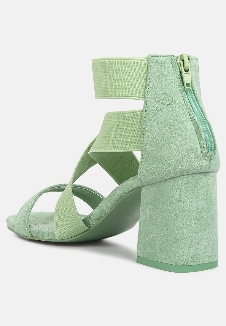 elastic strappy block heel sandals - Street Rider Apparel