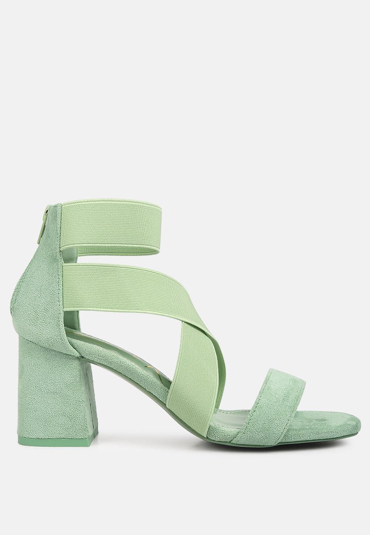 elastic strappy block heel sandals - Street Rider Apparel