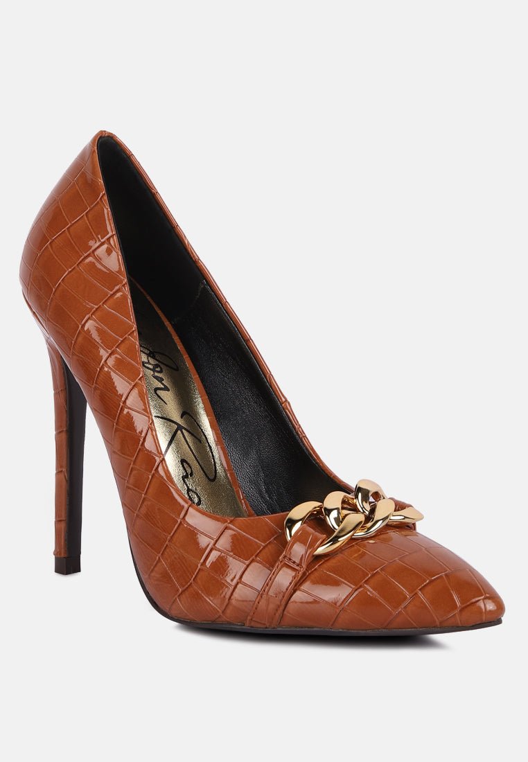 fanfare croc stiletto pump heels - Street Rider Apparel