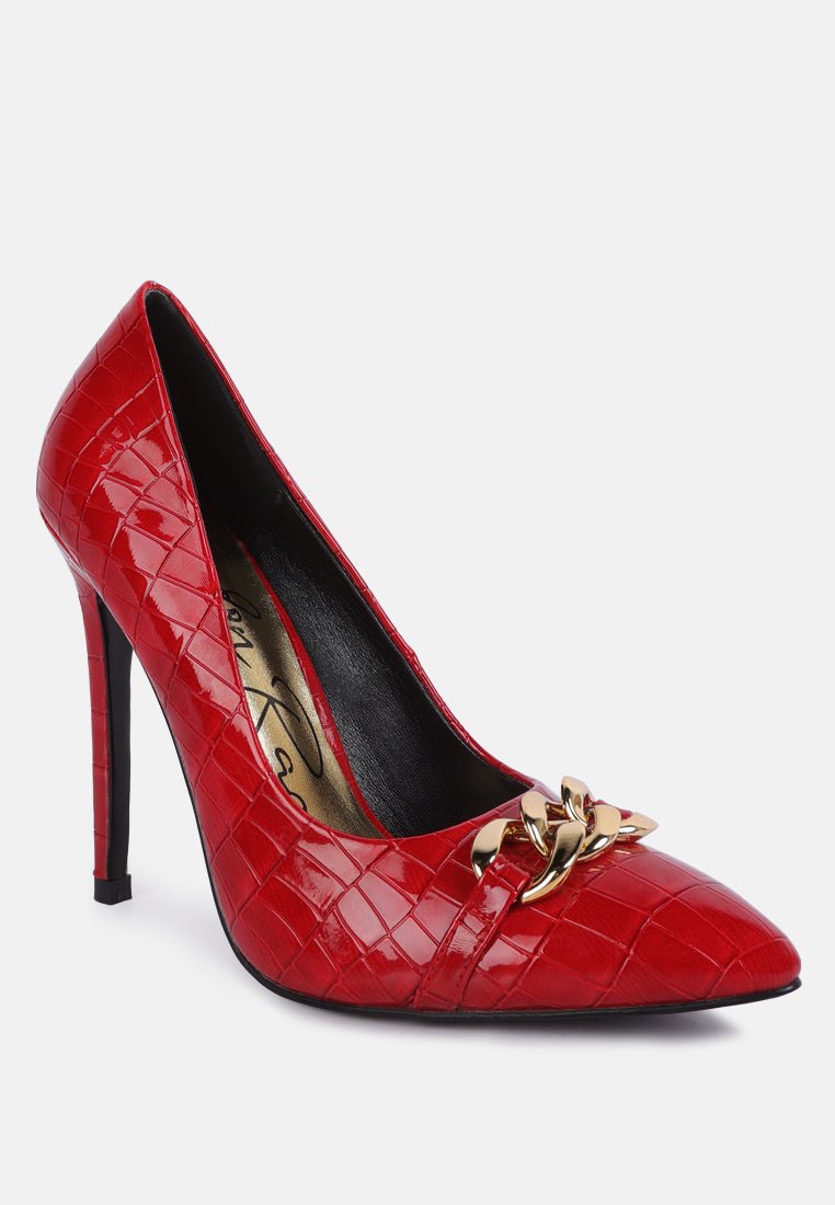 fanfare croc stiletto pump heels - Street Rider Apparel