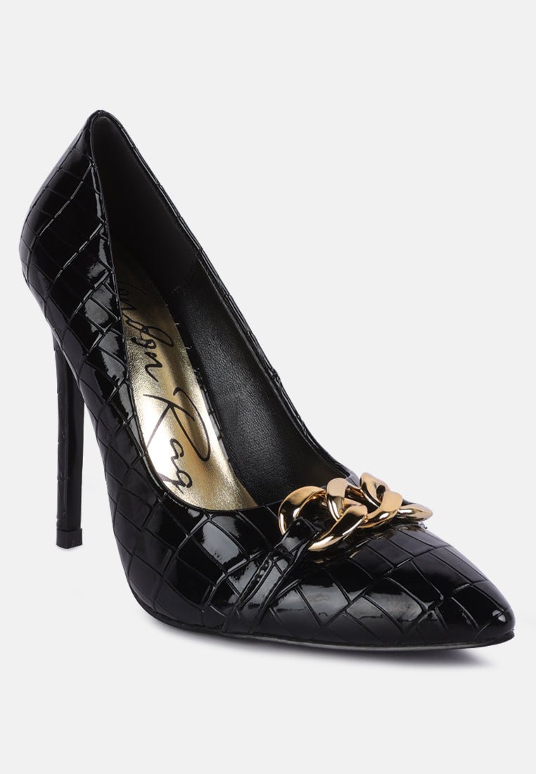 fanfare croc stiletto pump heels - Street Rider Apparel