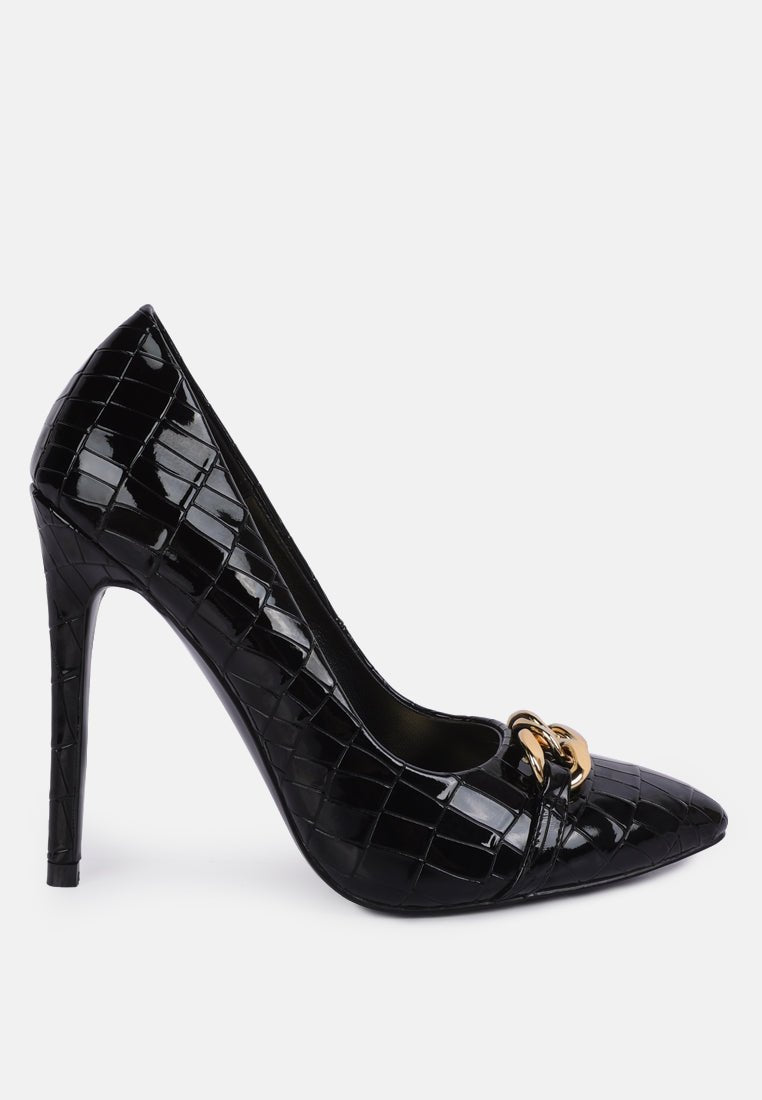 fanfare croc stiletto pump heels - Street Rider Apparel