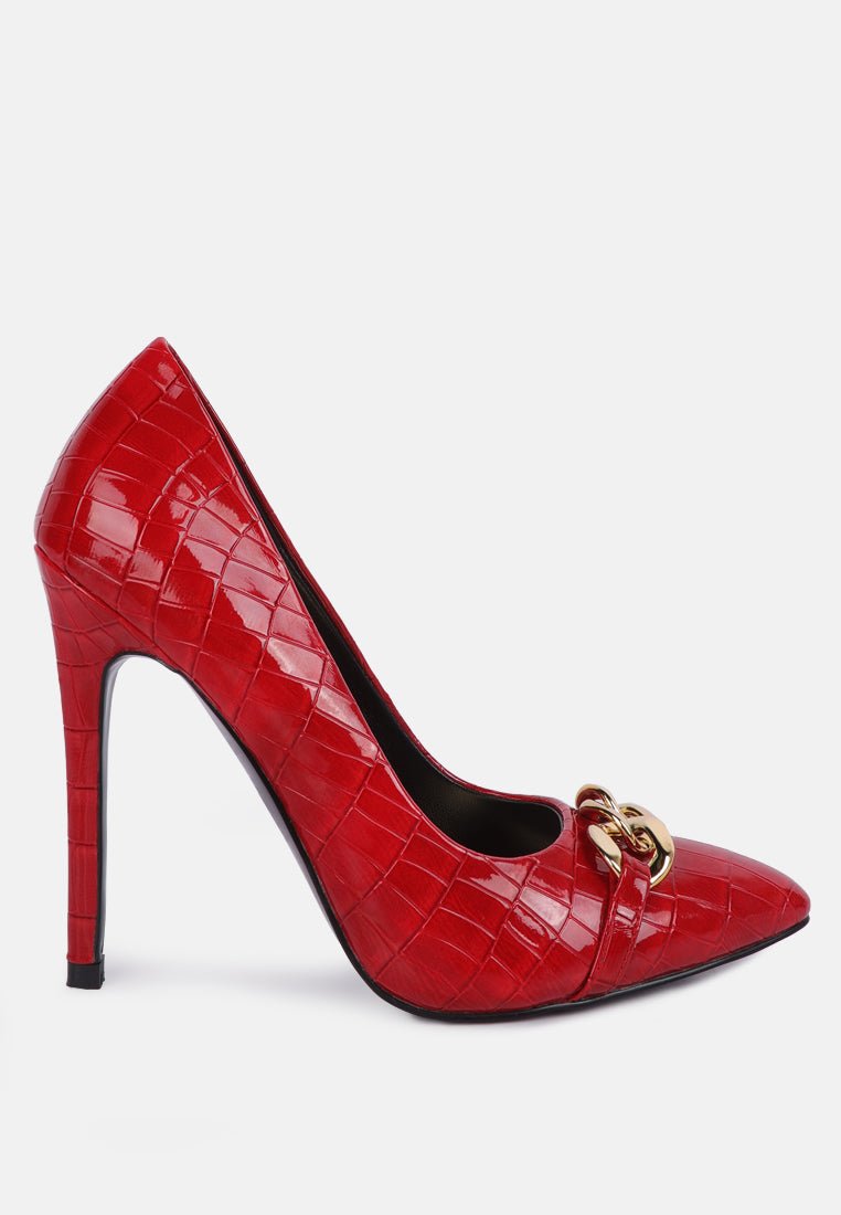 fanfare croc stiletto pump heels - Street Rider Apparel