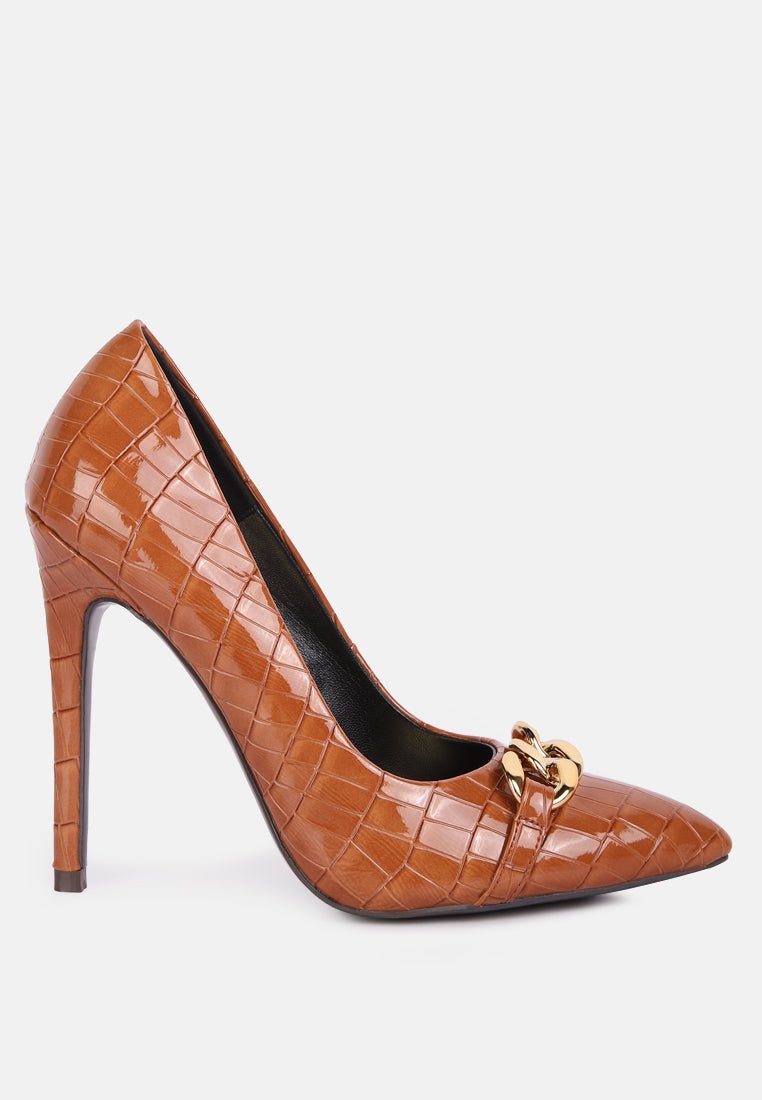 fanfare croc stiletto pump heels - Street Rider Apparel