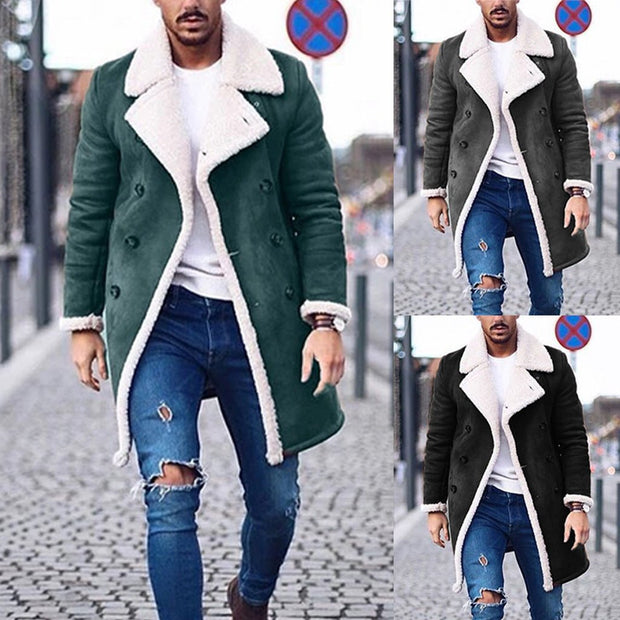 Fashion Men's Winter Warm Coat Solid Color Long Sleeve Trench Jackets - Street Rider Apparel