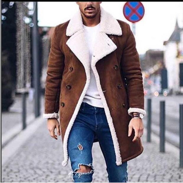 Fashion Men's Winter Warm Coat Solid Color Long Sleeve Trench Jackets - Street Rider Apparel