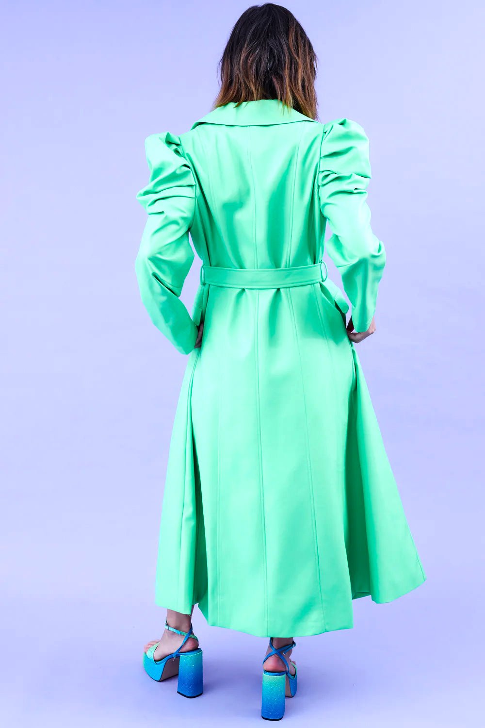 Green Eco Leather Grande Maxi Trench Coat - Street Rider Apparel