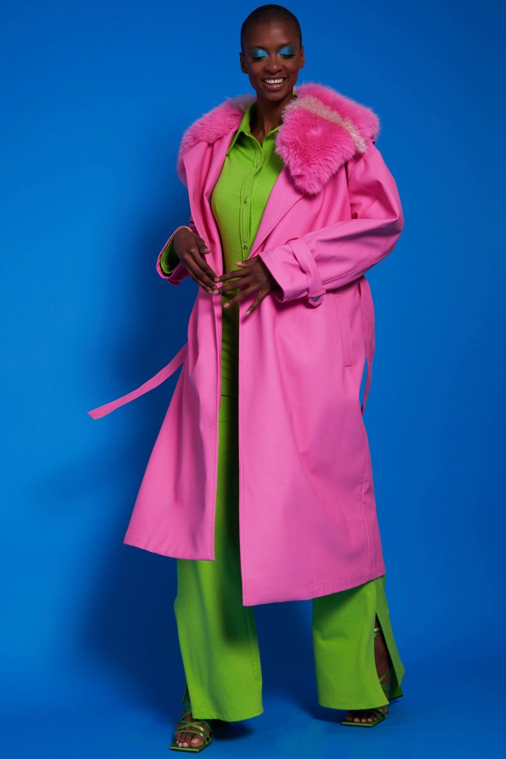 Hot Pink Eco Leather Trench Coat - Street Rider Apparel