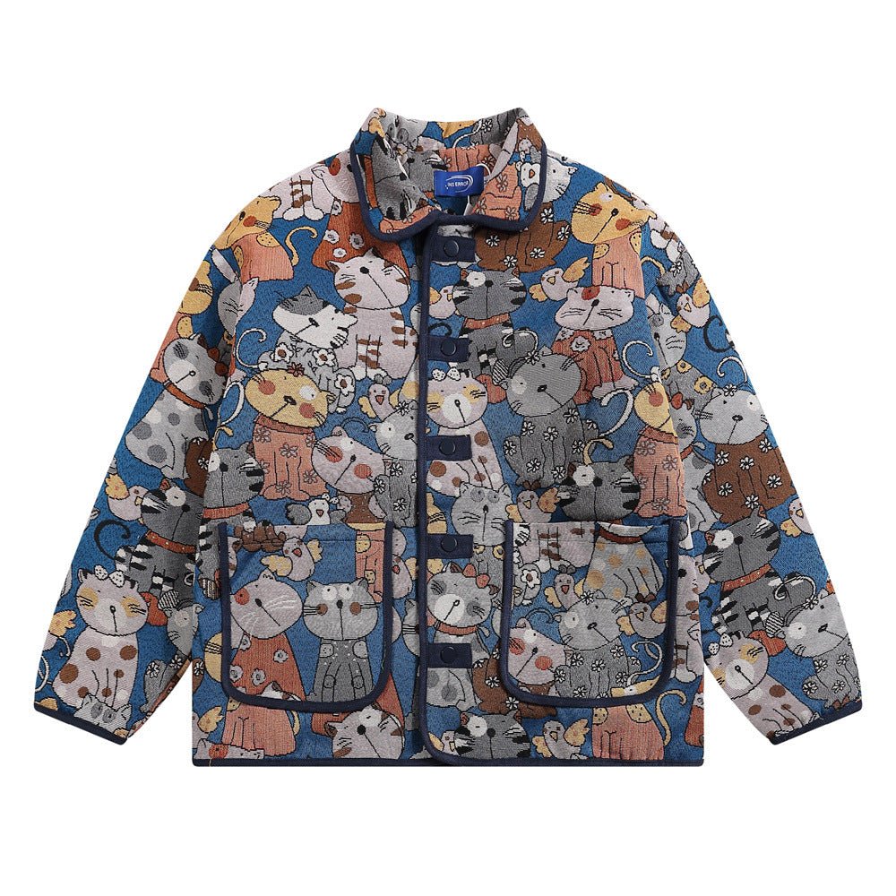 Jacquard Quilted Polo Collar Jacket Men - Street Rider Apparel