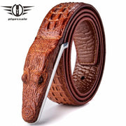 Luxury Leather Belt with Crocodile Head Buckle - Street Rider Apparel