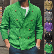 Men's Bergamo Pure Color Half Collar Double-breasted Knitted Sweater Coat - Street Rider Apparel