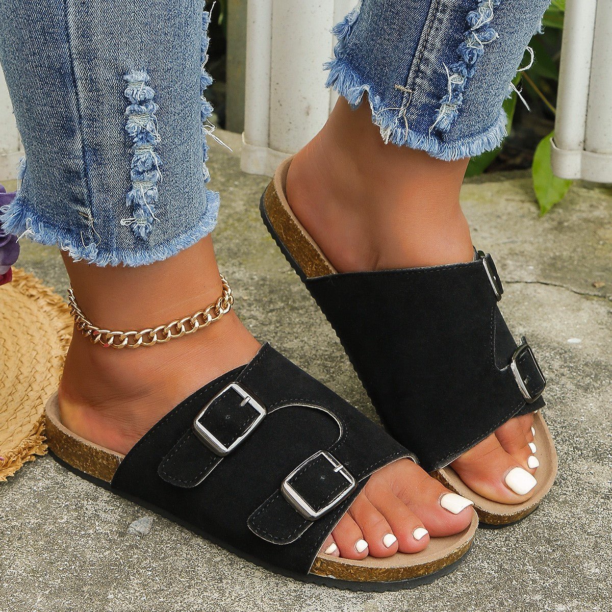 Metal Buckle Open Toe Sandals - Street Rider Apparel