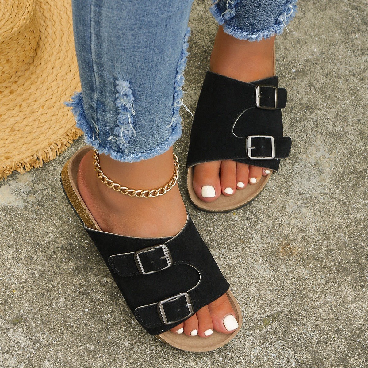 Metal Buckle Open Toe Sandals - Street Rider Apparel