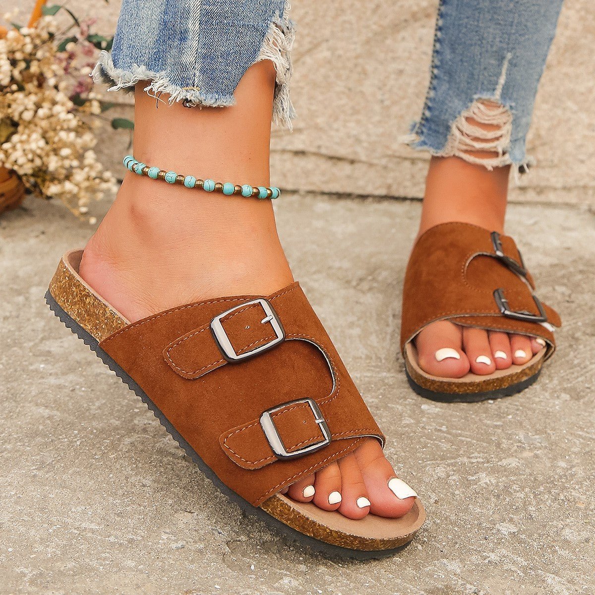 Metal Buckle Open Toe Sandals - Street Rider Apparel