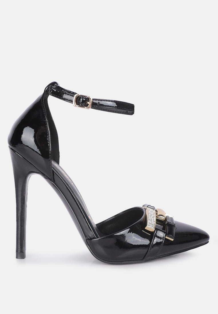 mocktail buckle embellished stiletto heels - Street Rider Apparel