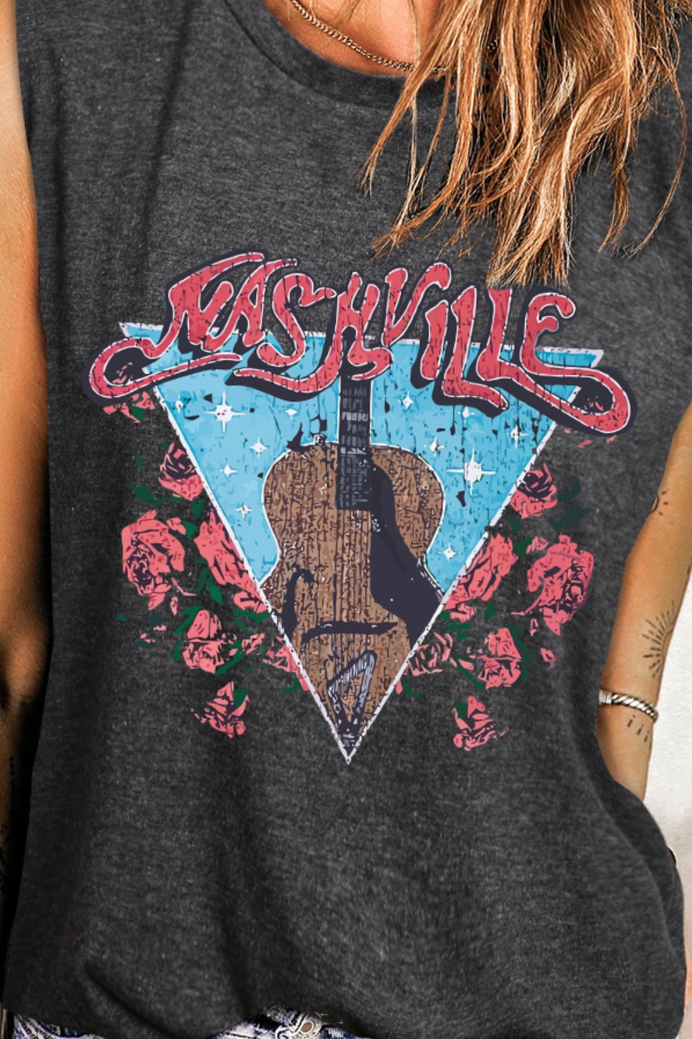 NASHVILLE Graphic Round Neck Tank - Street Rider Apparel