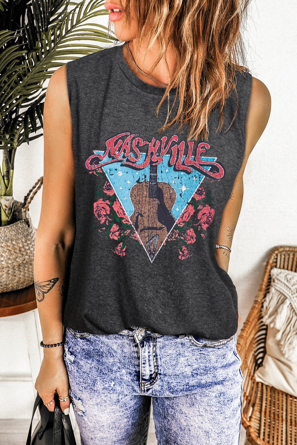 NASHVILLE Graphic Round Neck Tank - Street Rider Apparel