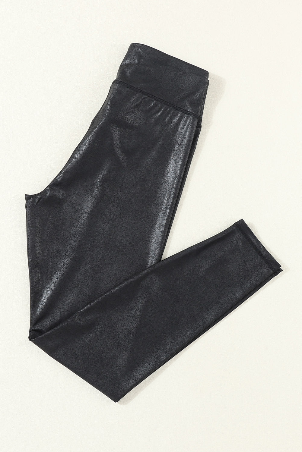 Navy Blue Crossed Dip Waist Sleek Leather Leggings - Street Rider Apparel