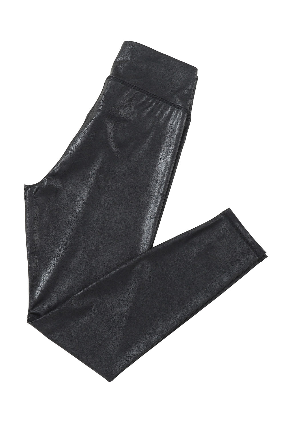 Navy Blue Crossed Dip Waist Sleek Leather Leggings - Street Rider Apparel