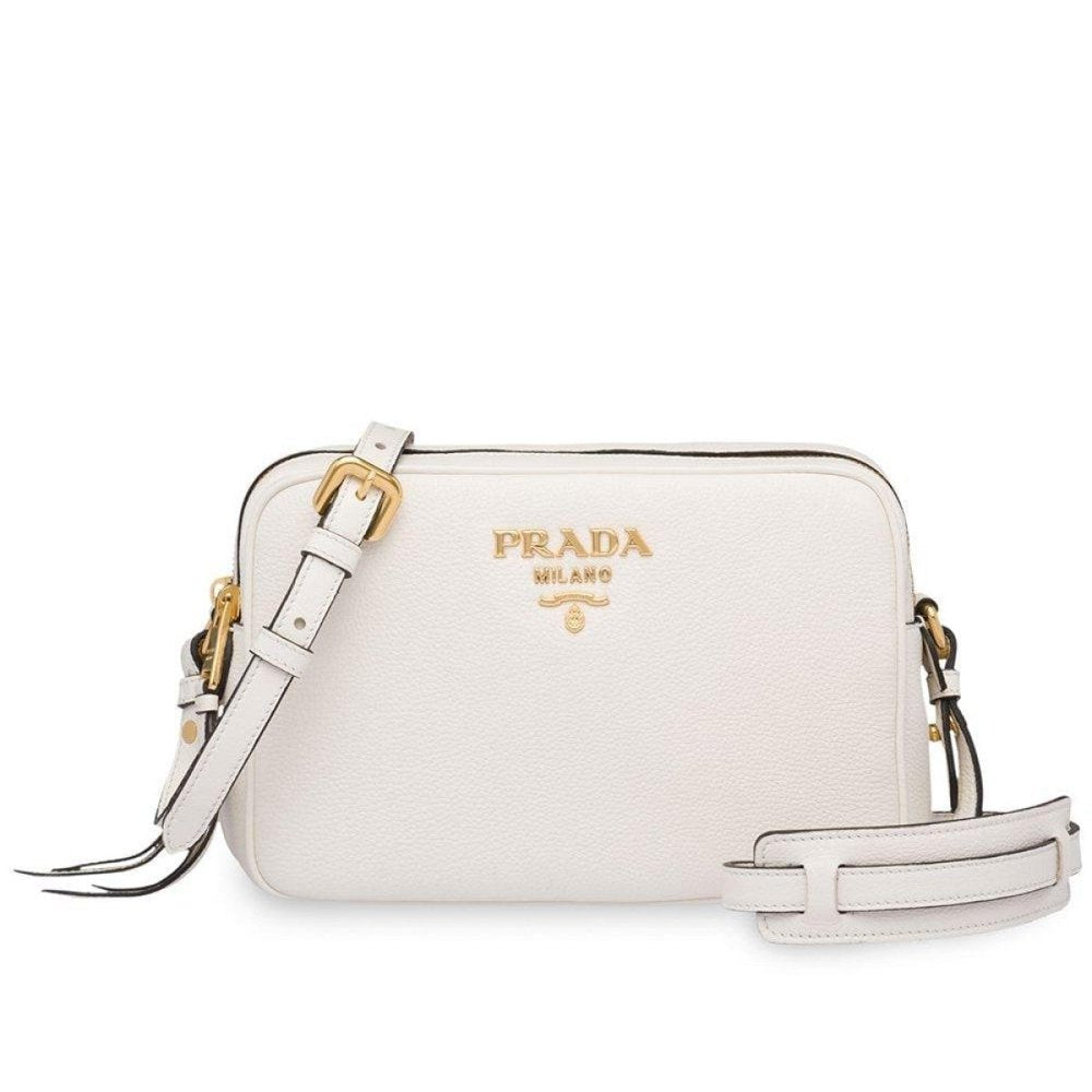 New Vitello Phenix White Leather Double Zip Camera Crossbody 1BH079 - Street Rider Apparel