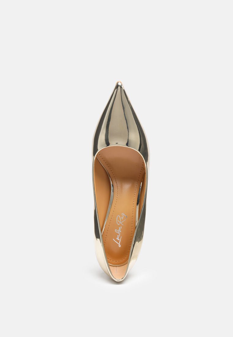 poudre metallic patent faux leather pumps - Street Rider Apparel