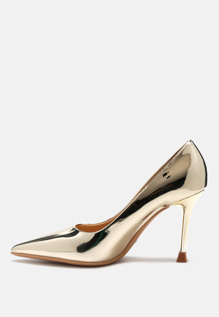 poudre metallic patent faux leather pumps - Street Rider Apparel