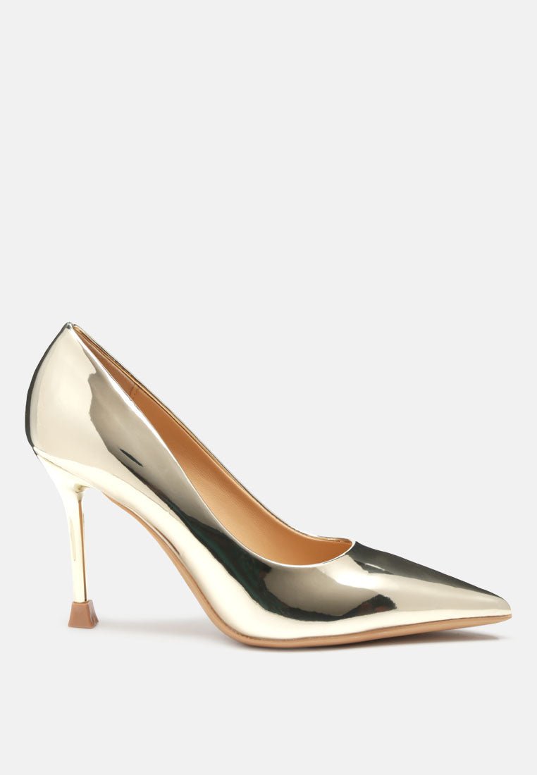 poudre metallic patent faux leather pumps - Street Rider Apparel