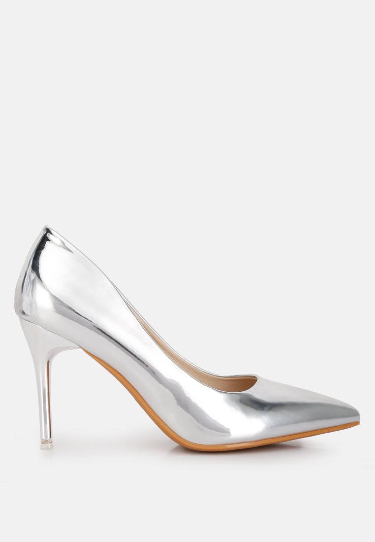 poudre metallic patent faux leather pumps - Street Rider Apparel