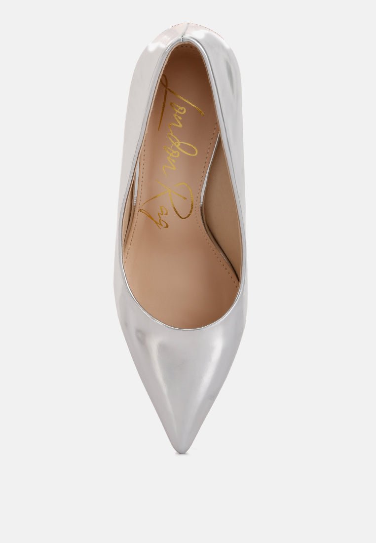 poudre metallic patent faux leather pumps - Street Rider Apparel