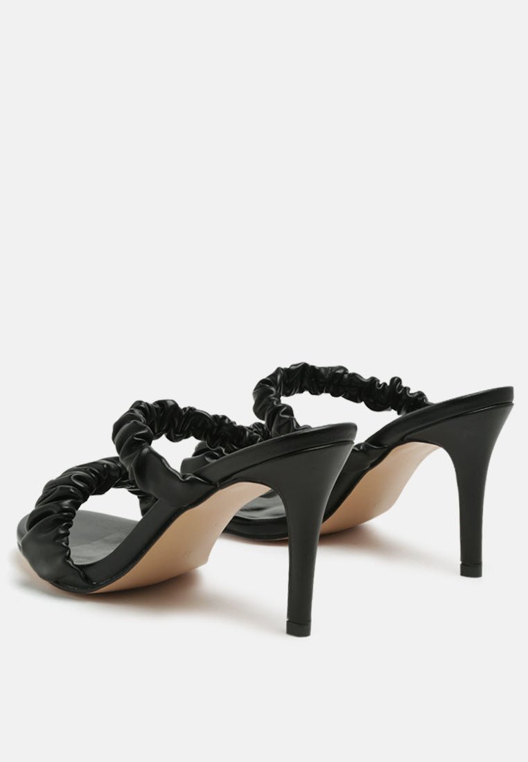 qualie ruched strap stiletto heel sandals - Street Rider Apparel