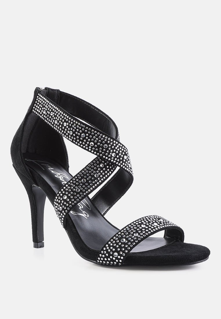 queen bee rhinestone high heeled sandals - Street Rider Apparel