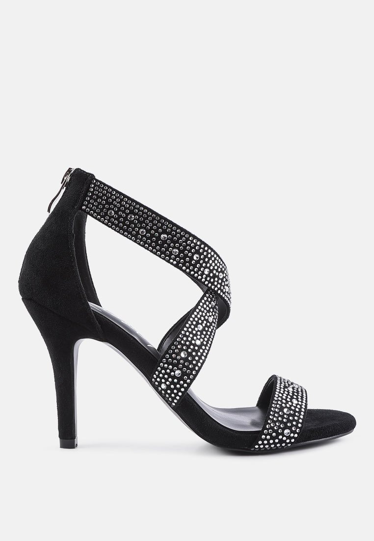 queen bee rhinestone high heeled sandals - Street Rider Apparel