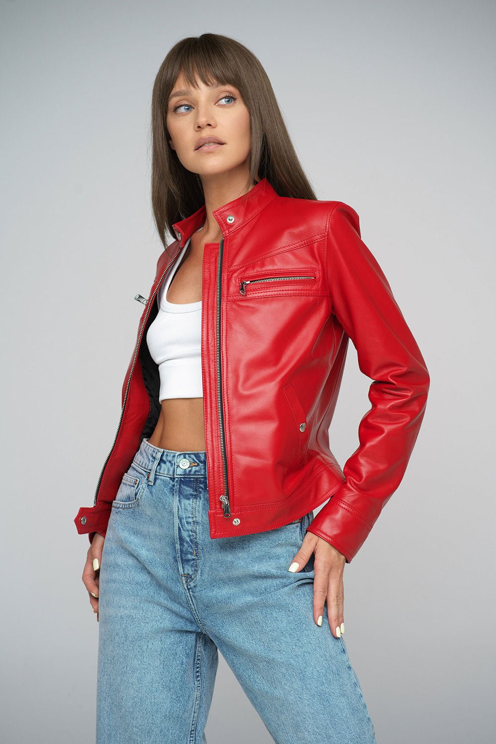 Red Genuine Lambskin Jacket - Street Rider Apparel