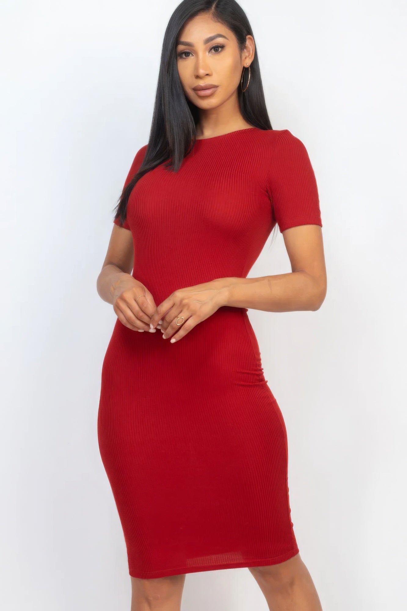 Ribbed Bodycon Midi Dress - Street Rider Apparel